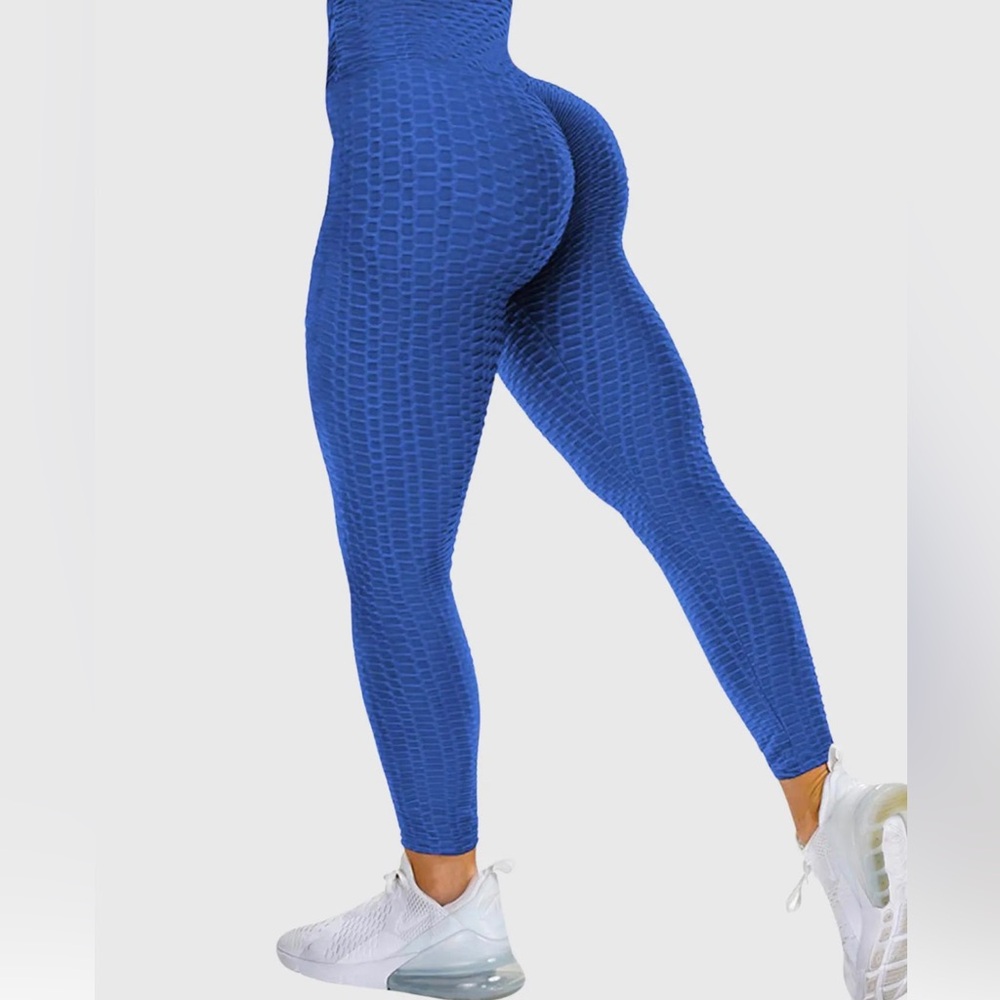 🔥BLUE HONEYCOMB BUT LIFT ANTI CELLULITE LEGGINGS TIKTOK YOGA PANTS